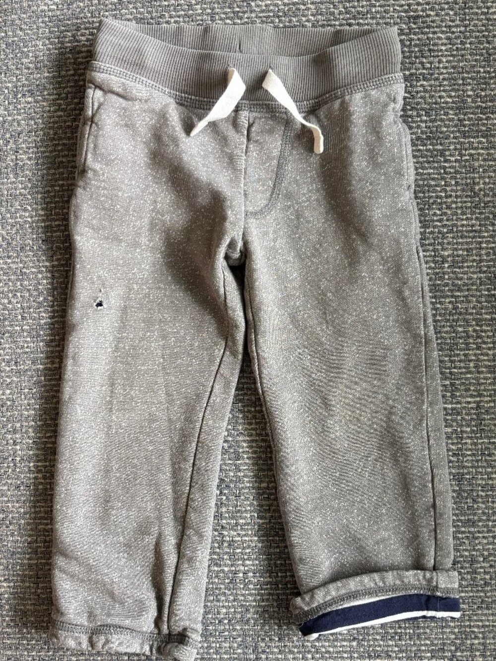 Hanna Andersson Vintage Gray Heather Striped Jersey-Lined Joggers | Sz 3T (90)